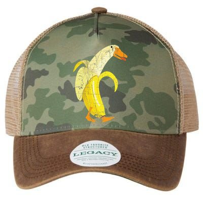 Funny Duck Banana Farm Animal Pun Distressed Design Legacy Tie Dye Trucker Hat