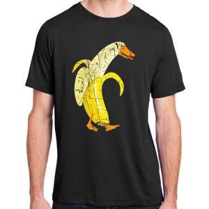 Funny Duck Banana Farm Animal Pun Distressed Design Adult ChromaSoft Performance T-Shirt