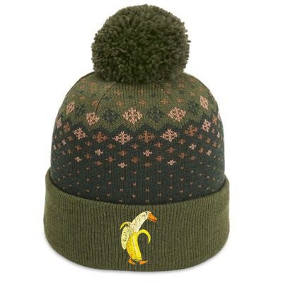 Funny Duck Banana Farm Animal Pun Distressed Design The Baniff Cuffed Pom Beanie