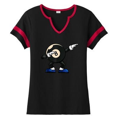 Funny Dabbing Billiard 8 Ball Pool Player Snooker Gift Ladies Halftime Notch Neck Tee