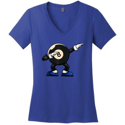 Funny Dabbing Billiard 8 Ball Pool Player Snooker Gift Women's V-Neck T-Shirt