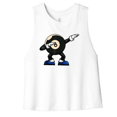 Funny Dabbing Billiard 8 Ball Pool Player Snooker Gift Women's Racerback Cropped Tank