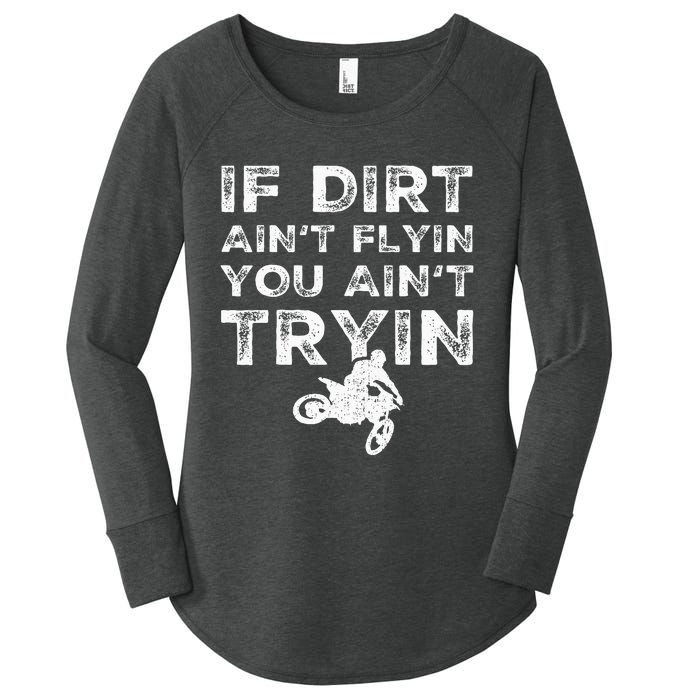 Funny Dirt Bike Riding Mx Motocross Rider Supercross Women's Perfect Tri Tunic Long Sleeve Shirt