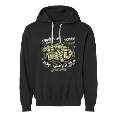 Fathers Day Best Dad Ever Garment-Dyed Fleece Hoodie