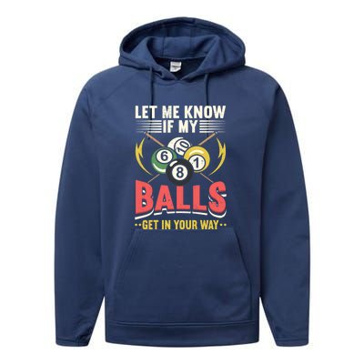 Father's Day Billiards Let Me Know If My Balls Gift For Dad Performance Fleece Hoodie