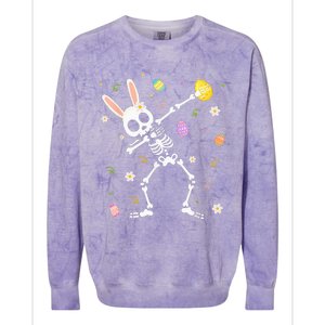 Funny Dabbing Bunny Skeleton Hunting Eggs easter Colorblast Crewneck Sweatshirt