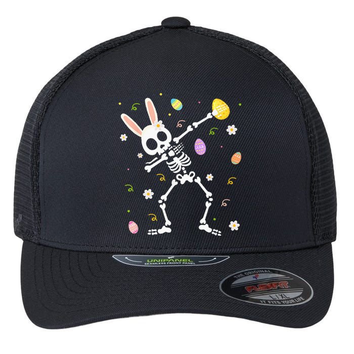 Funny Dabbing Bunny Skeleton Hunting Eggs easter Flexfit Unipanel Trucker Cap