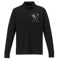 Funny Dabbing Bunny Skeleton Hunting Eggs easter Performance Long Sleeve Polo