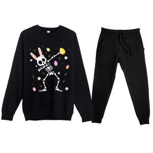 Funny Dabbing Bunny Skeleton Hunting Eggs easter Premium Crewneck Sweatsuit Set