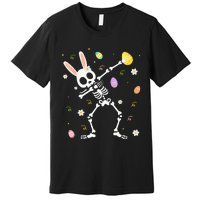 Funny Dabbing Bunny Skeleton Hunting Eggs easter Premium T-Shirt