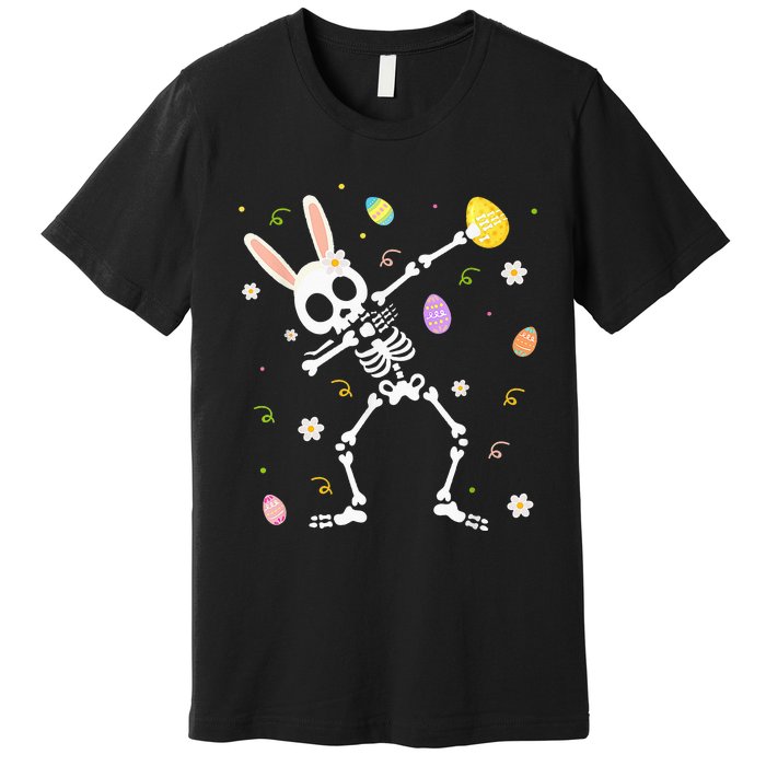 Funny Dabbing Bunny Skeleton Hunting Eggs easter Premium T-Shirt