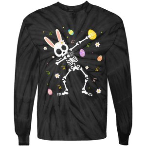 Funny Dabbing Bunny Skeleton Hunting Eggs easter Tie-Dye Long Sleeve Shirt