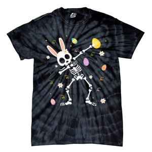 Funny Dabbing Bunny Skeleton Hunting Eggs easter Tie-Dye T-Shirt