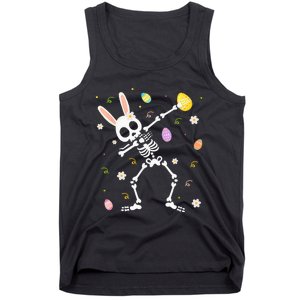 Funny Dabbing Bunny Skeleton Hunting Eggs easter Tank Top