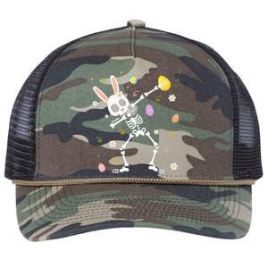 Funny Dabbing Bunny Skeleton Hunting Eggs easter Retro Rope Trucker Hat Cap