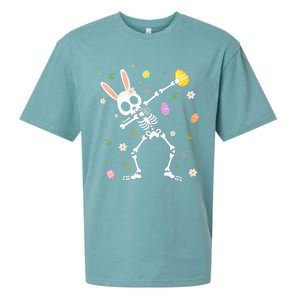 Funny Dabbing Bunny Skeleton Hunting Eggs easter Sueded Cloud Jersey T-Shirt