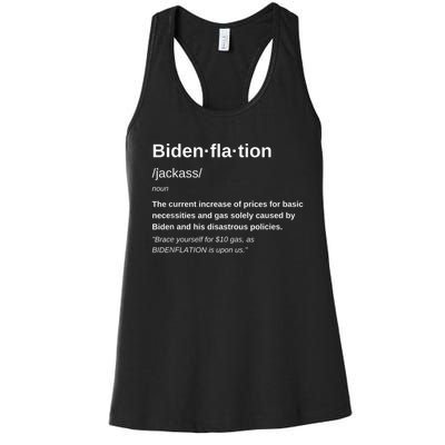 Funny Definition BidenFlation The Cost Of Voting Disaster Women's Racerback Tank