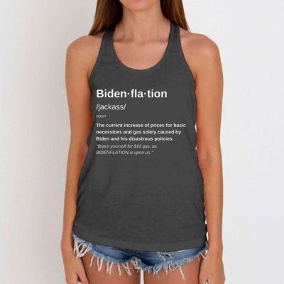 Funny Definition BidenFlation The Cost Of Voting Disaster Women's Knotted Racerback Tank