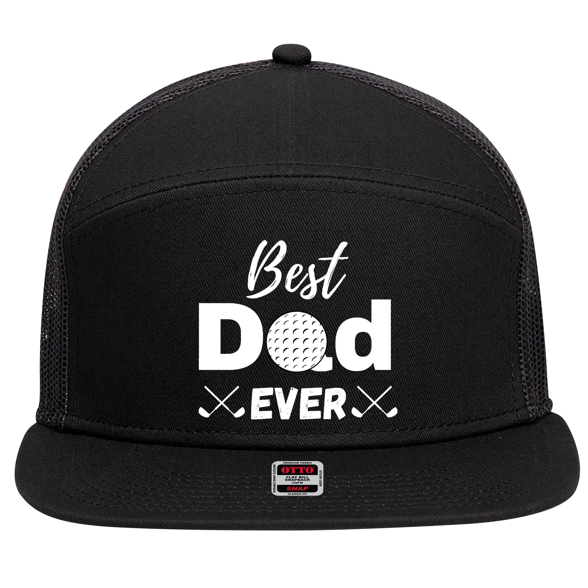 Father's Day Best Dad Golf Clubs Golf Balls Fathers Gift For Dad 7 Panel Mesh Trucker Snapback Hat
