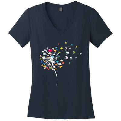 Funny Dandelion Books Gift For Reading Lover Women's V-Neck T-Shirt