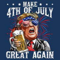 Funny Drinking Beer Party Make 4th Of July Great Again Button