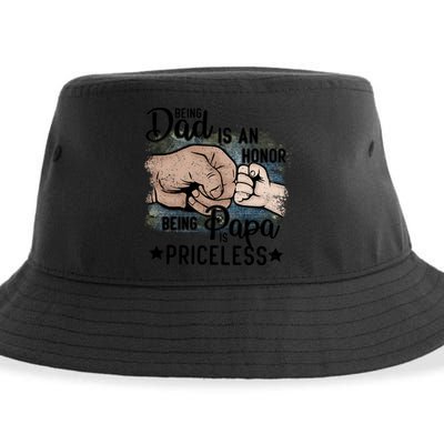 Father's Day Being Dad Is An Honor Being Papa Is Priceless Sustainable Bucket Hat