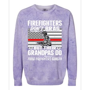 Firefighters Dont Brag Proud Firefighter Grandpa Funny Gift Colorblast Crewneck Sweatshirt