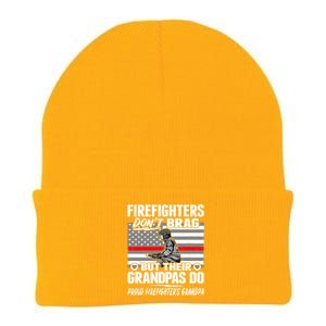 Firefighters Dont Brag Proud Firefighter Grandpa Funny Gift Knit Cap Winter Beanie