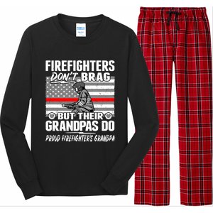 Firefighters Dont Brag Proud Firefighter Grandpa Funny Gift Long Sleeve Pajama Set