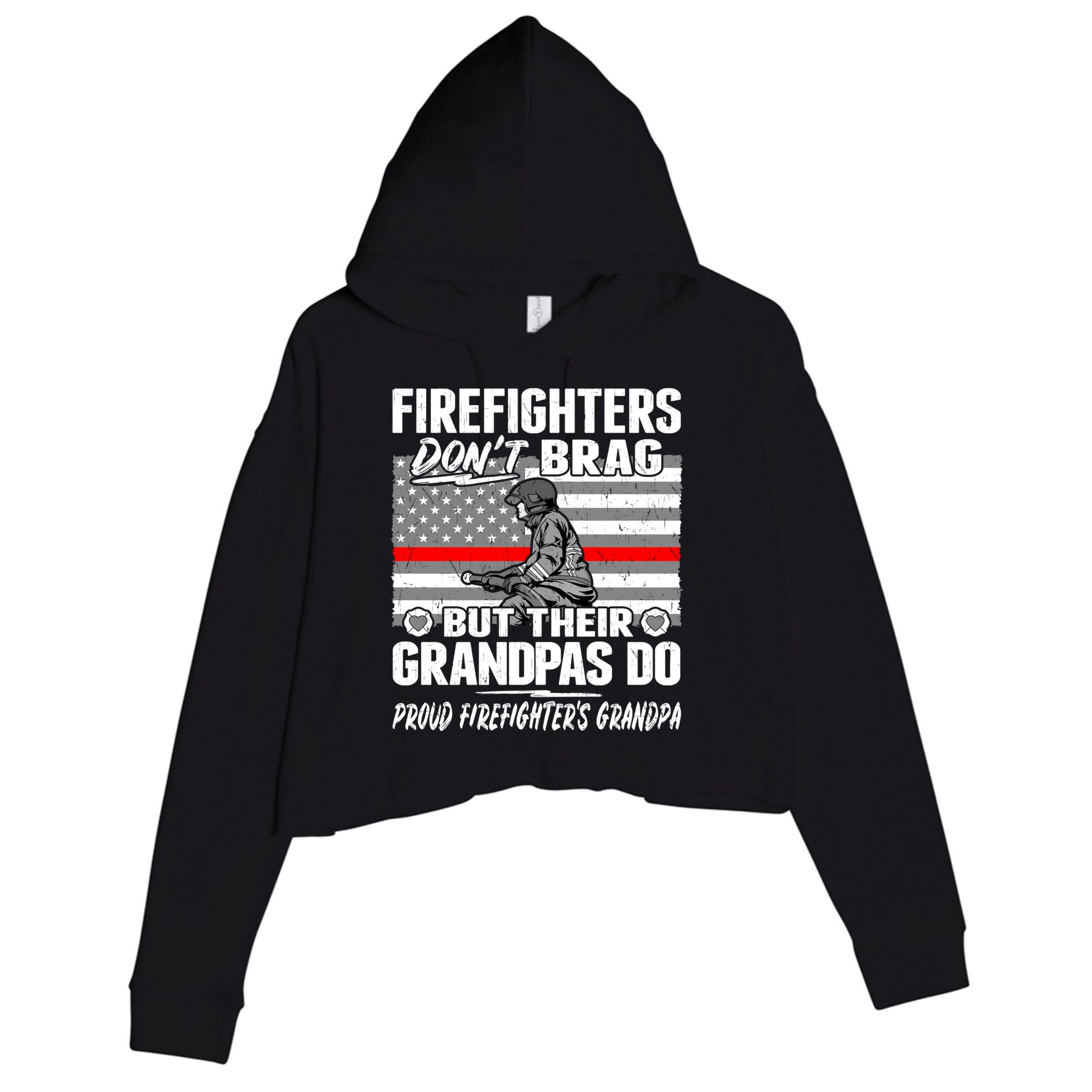 Firefighters Dont Brag Proud Firefighter Grandpa Funny Gift Crop Fleece Hoodie