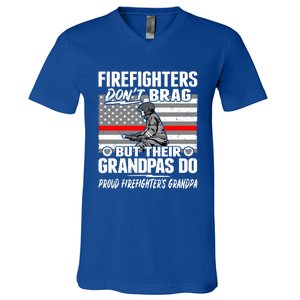 Firefighters Dont Brag Proud Firefighter Grandpa Funny Gift V-Neck T-Shirt