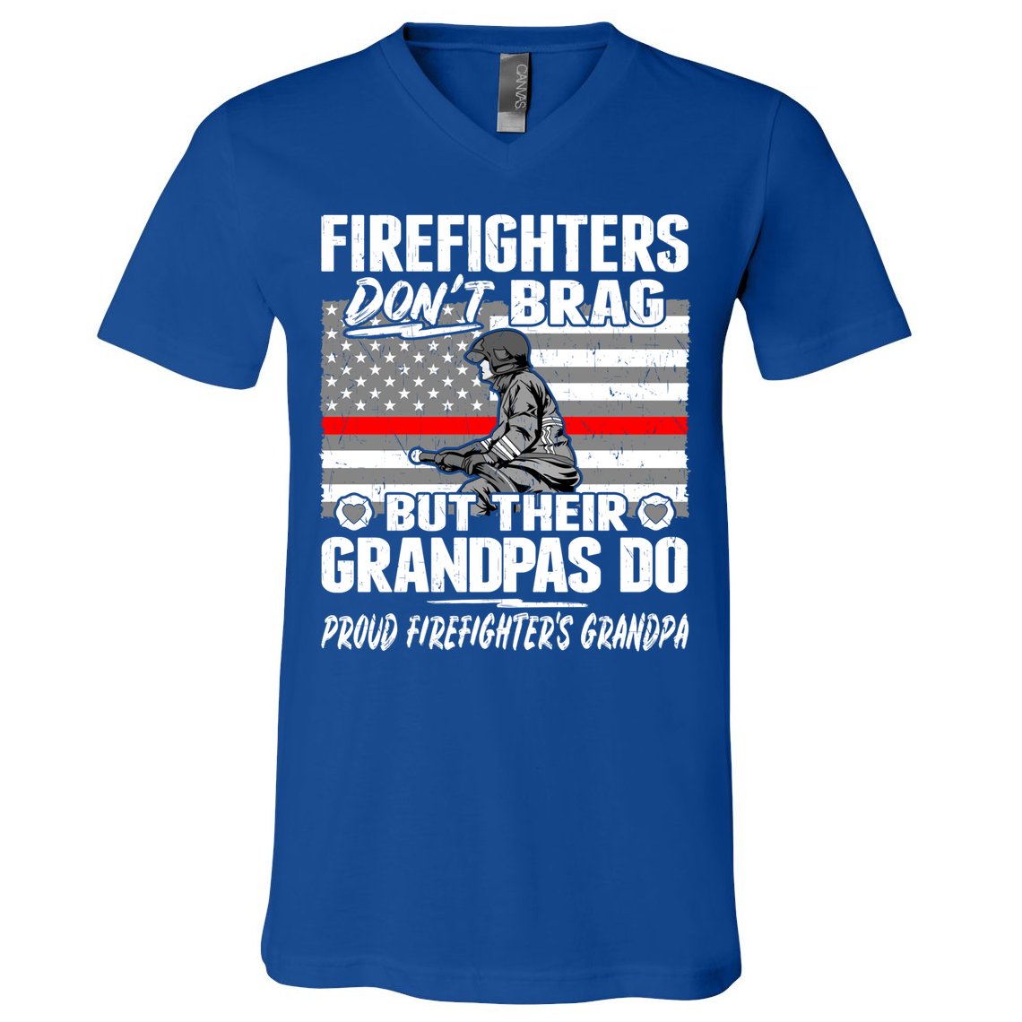 Firefighters Dont Brag Proud Firefighter Grandpa Funny Gift V-Neck T-Shirt