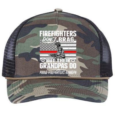 Firefighters Dont Brag Proud Firefighter Grandpa Funny Gift Retro Rope Trucker Hat Cap