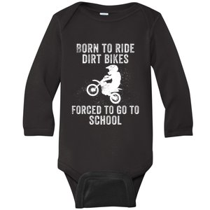 Funny Dirt Bike Art For Motocross Dirt Bike Rider Baby Long Sleeve Bodysuit