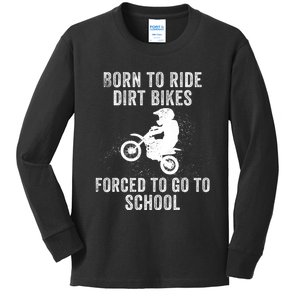 Funny Dirt Bike Art For Motocross Dirt Bike Rider Kids Long Sleeve Shirt