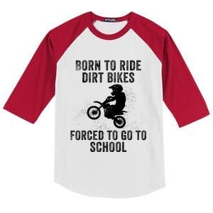 Funny Dirt Bike Art For Motocross Dirt Bike Rider Kids Colorblock Raglan Jersey