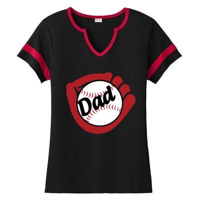 Father's Day Baseball Dad Sport Lover Cute Gift Ladies Halftime Notch Neck Tee