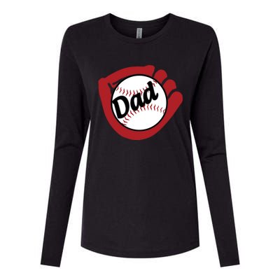 Father's Day Baseball Dad Sport Lover Cute Gift Womens Cotton Relaxed Long Sleeve T-Shirt