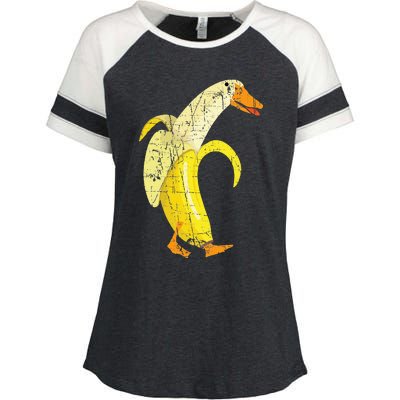 Funny Duck Banana Farm Animal Pun Distressed Design Enza Ladies Jersey Colorblock Tee