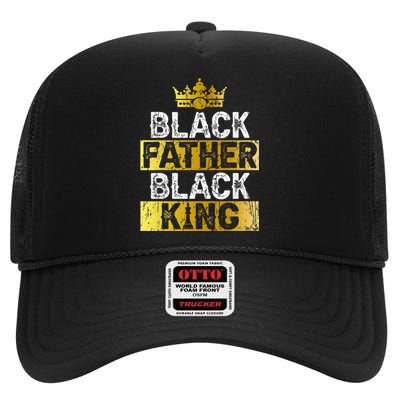 Fathers Day Black Father Black King African American Dad High Crown Mesh Back Trucker Hat