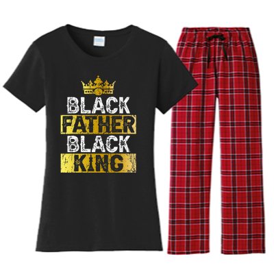 Fathers Day Black Father Black King African American Dad Women's Flannel Pajama Set