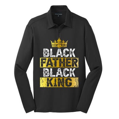 Fathers Day Black Father Black King African American Dad Silk Touch Performance Long Sleeve Polo