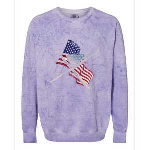 Father's Day Billiards Usa Flag Pool Player Gift For Dad Colorblast Crewneck Sweatshirt