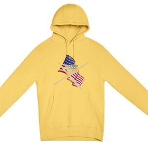 Father's Day Billiards Usa Flag Pool Player Gift For Dad Premium Pullover Hoodie