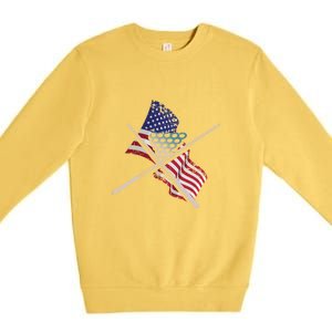 Father's Day Billiards Usa Flag Pool Player Gift For Dad Premium Crewneck Sweatshirt