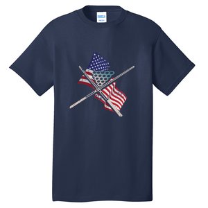 Father's Day Billiards Usa Flag Pool Player Gift For Dad Tall T-Shirt