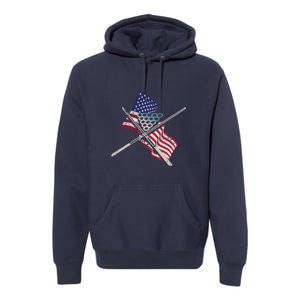 Father's Day Billiards Usa Flag Pool Player Gift For Dad Premium Hoodie