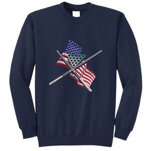 Father's Day Billiards Usa Flag Pool Player Gift For Dad Tall Sweatshirt