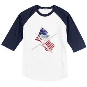 Father's Day Billiards Usa Flag Pool Player Gift For Dad Baseball Sleeve Shirt