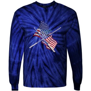 Father's Day Billiards Usa Flag Pool Player Gift For Dad Tie-Dye Long Sleeve Shirt